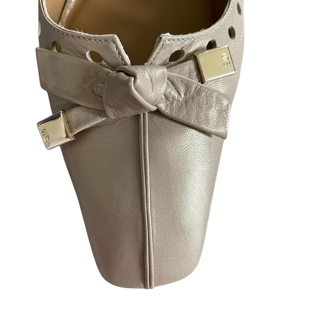 Stewart Weitzman beige bow tie block low heel shoes leather sz 9 - Picture 2 of 7